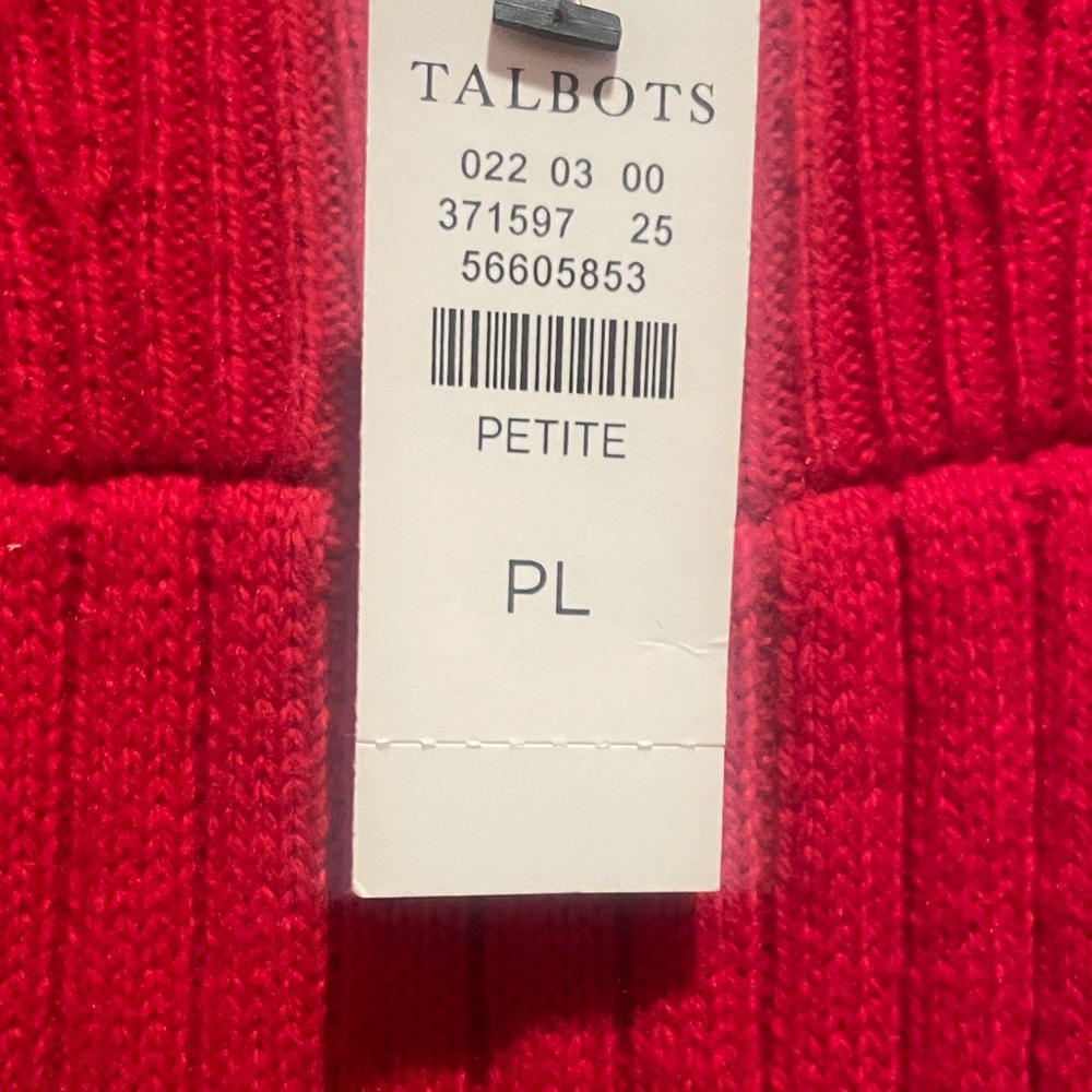 Talbots Red Ribbed Half-Zip Sweater - Picture 3 of 8